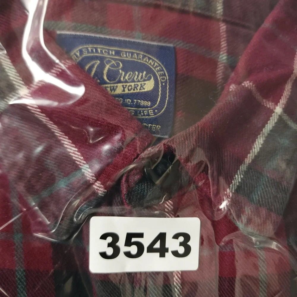 J. Crew New York Plaid‎ Flannel Shirt Long Sleeve Button Up Men's Size L